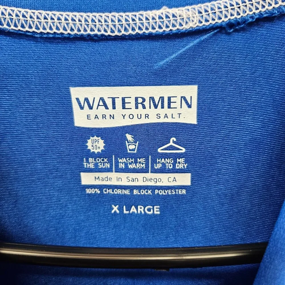 Watermen Rash‎ Guard Shirt Adult Size XL Blue Short Sleeve Instructor